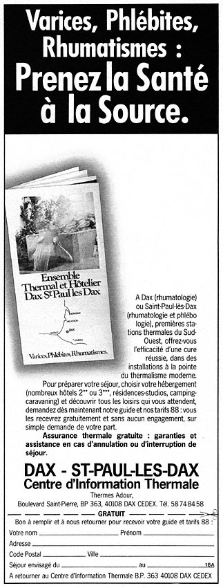 Publicité Cures 1988