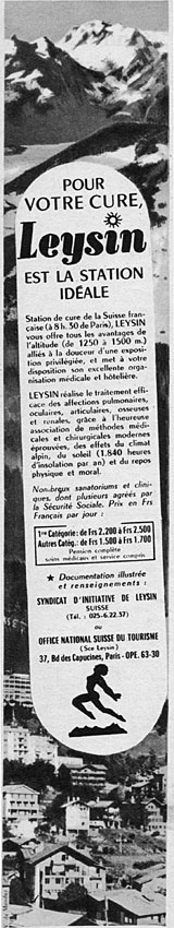 Publicité Cures 1954