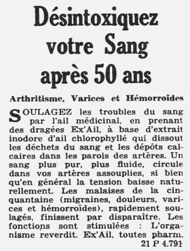 Publicité Ex'Ail 1955
