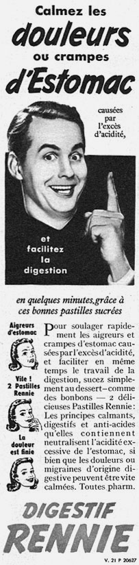 Publicité Rennie 1955