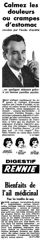 Publicité Rennie 1958