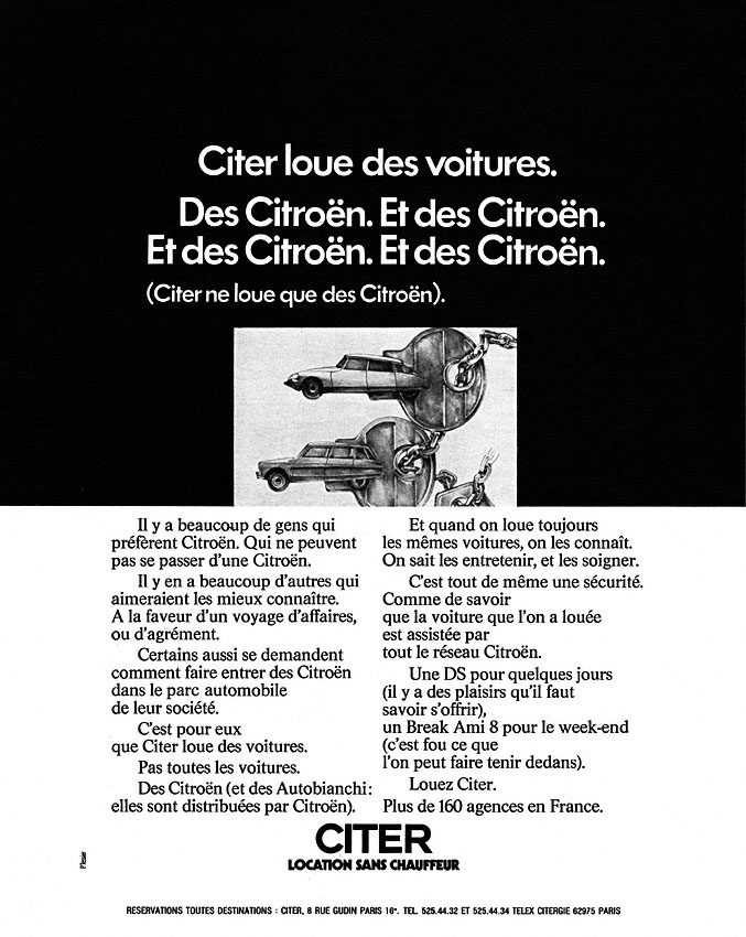 Publicité Citer 1970