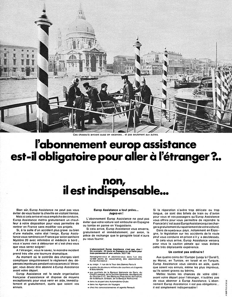 Publicit� Europ-Assistance 1969