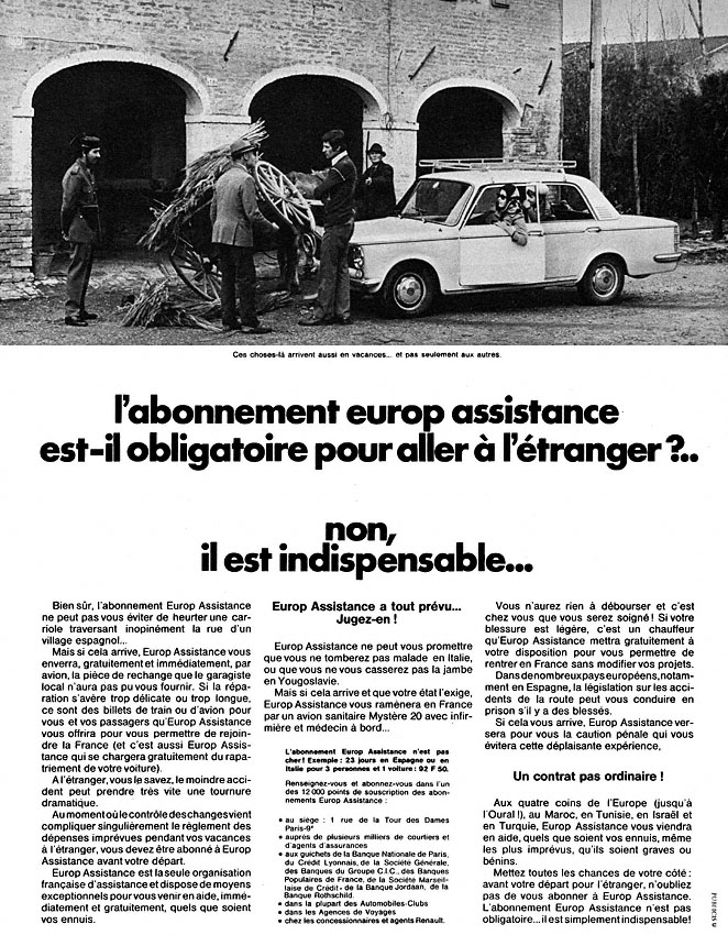 Publicité Europ-Assistance 1969