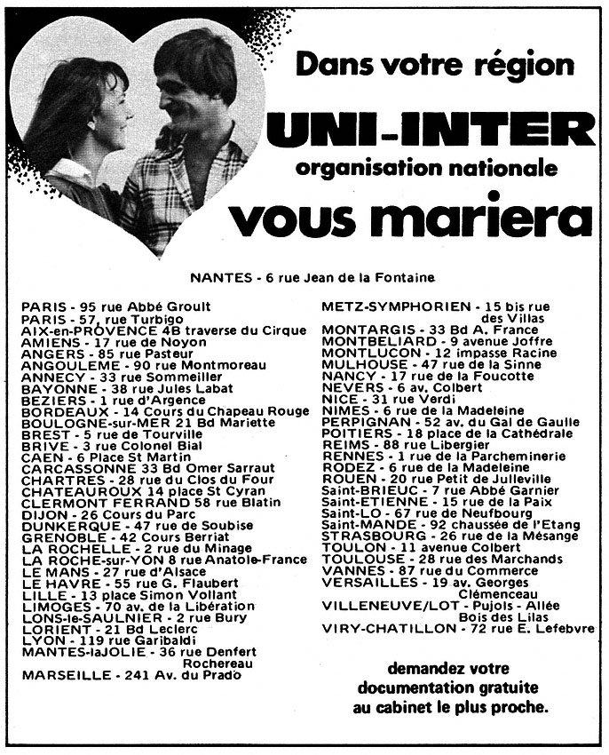 Publicité Uni-Inter 1975