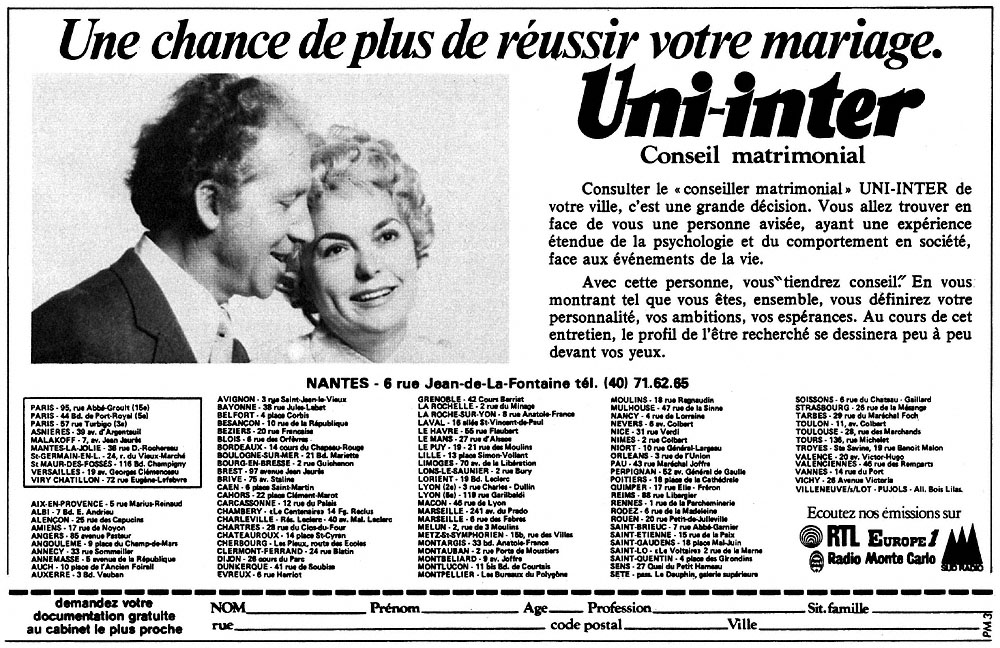 Publicité Uni-Inter 1978