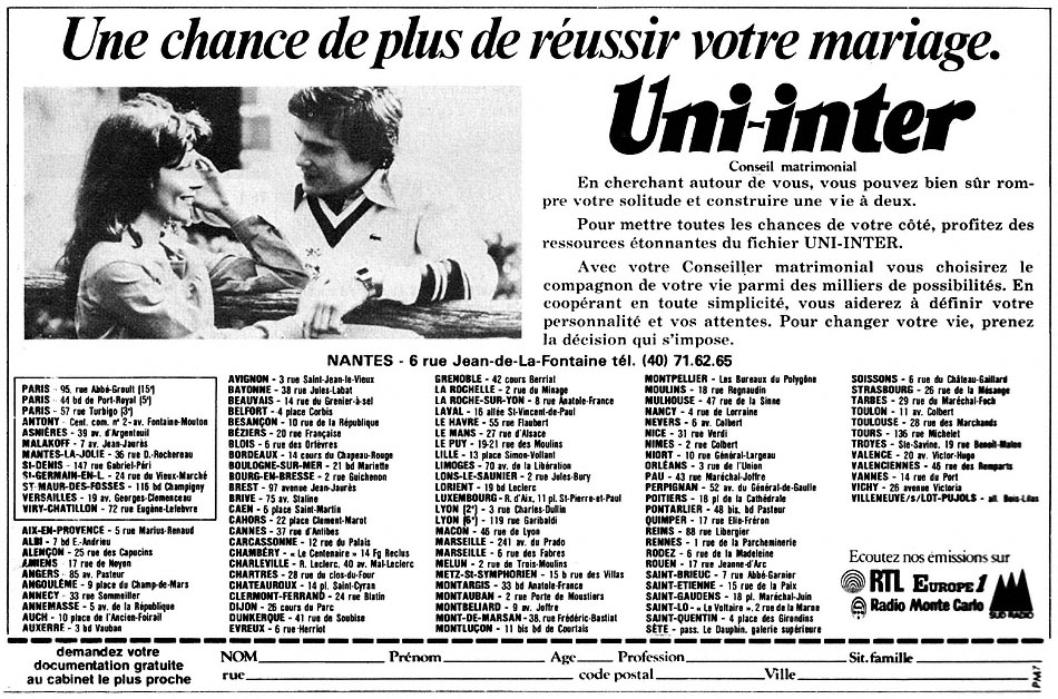 Publicité Uni-Inter 1978