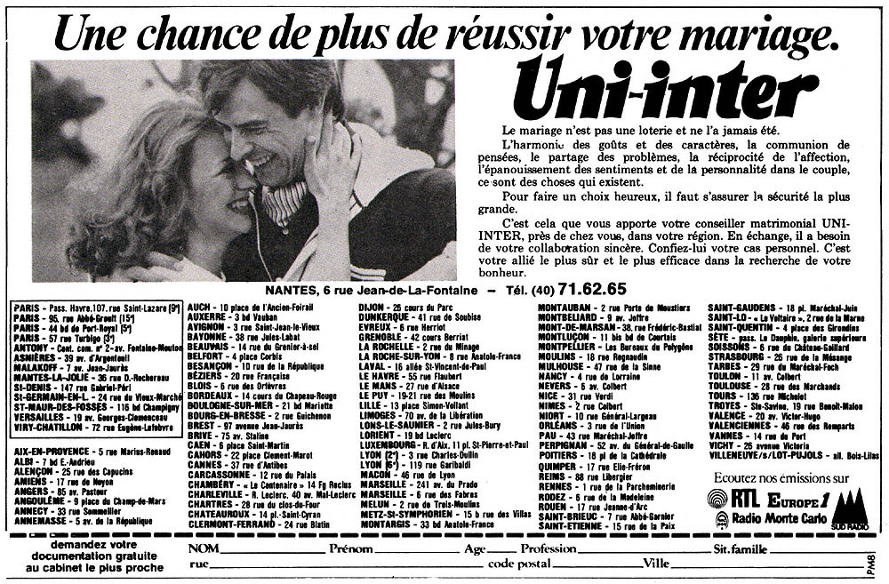 Publicité Uni-Inter 1978