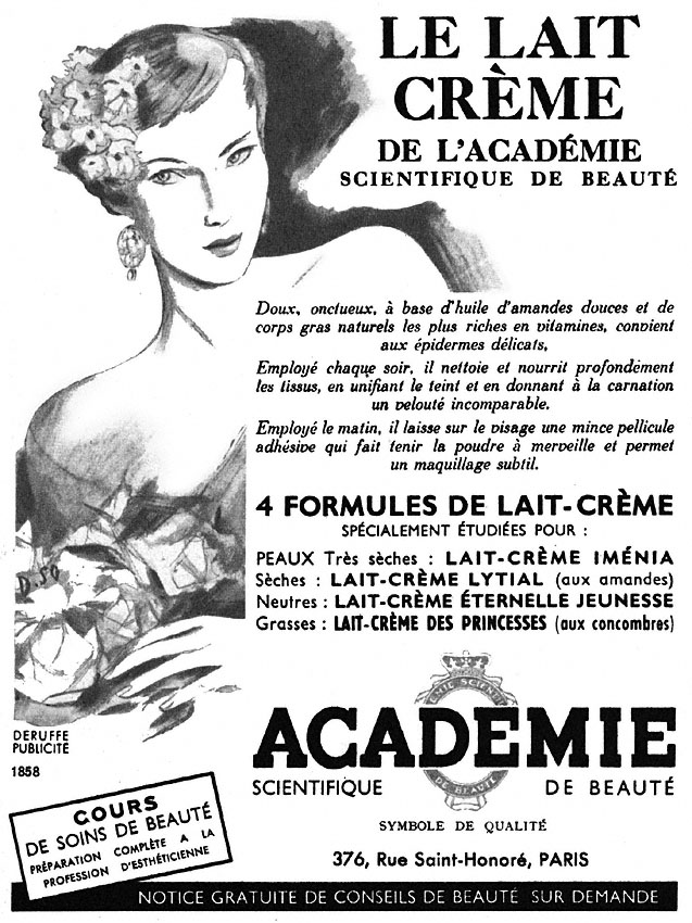 Publicité Acadmie de Beaut 1952