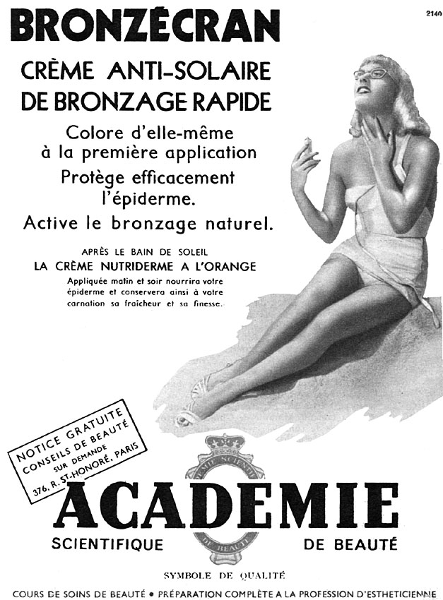 Publicité Acadmie de Beaut 1952