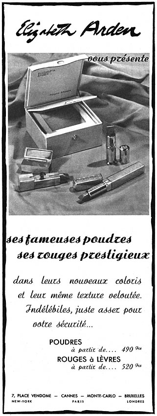 Publicité Elizabeth Arden 1952