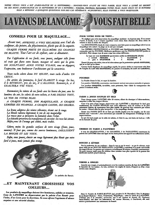 Publicité Lancme 1951