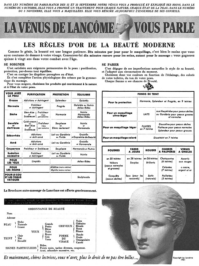 Publicité Lancme 1951
