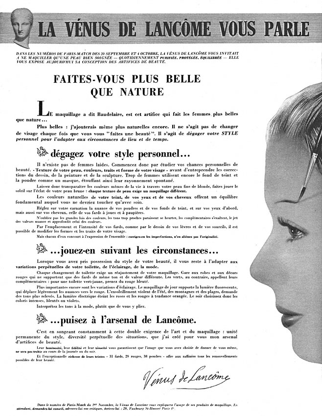 Publicité Lancme 1952