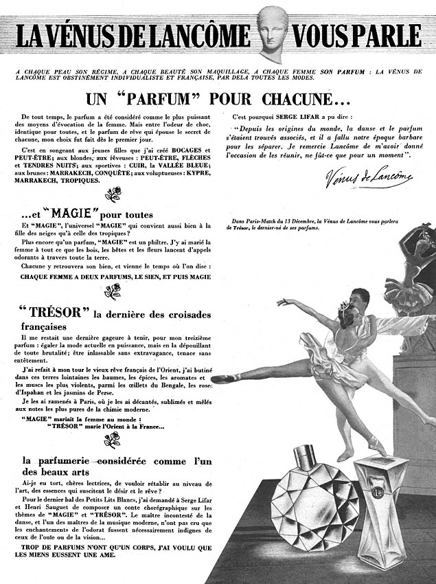 Publicité Lancme 1952