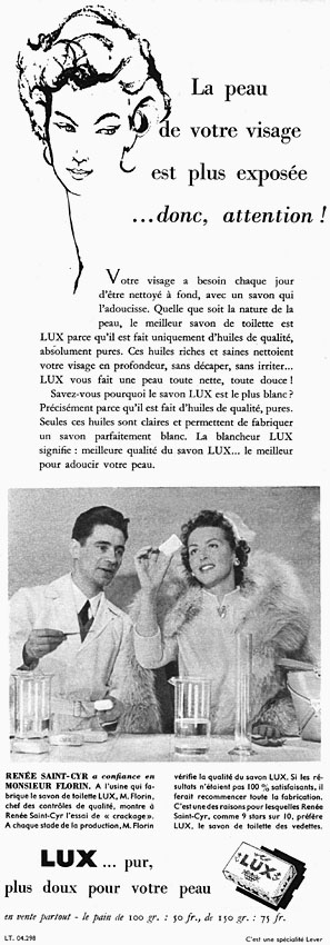 Publicité Lux 1954