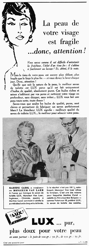 Publicité Lux 1954