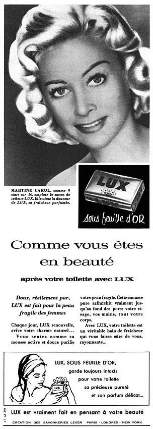 Publicité Lux 1957