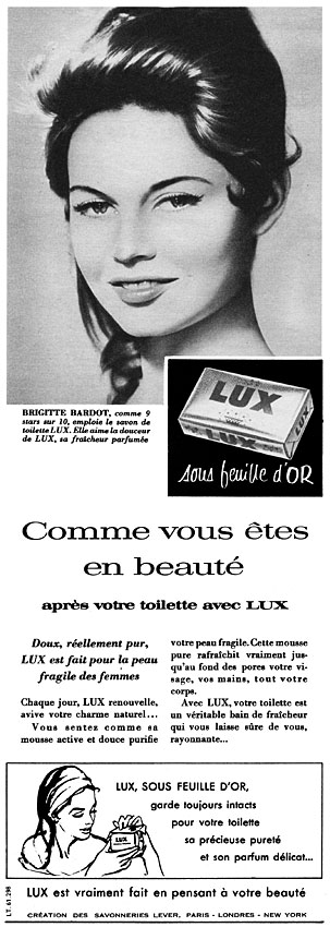 Publicité Lux 1957