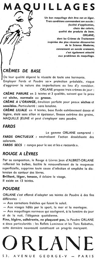 Publicité Orlane 1952