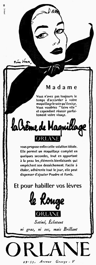 Publicité Orlane 1955