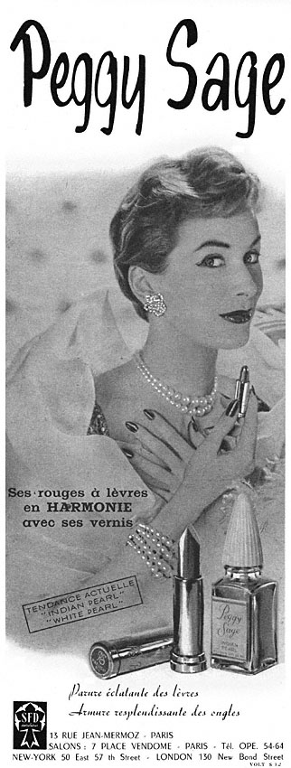 Publicité Peggy Sage 1954