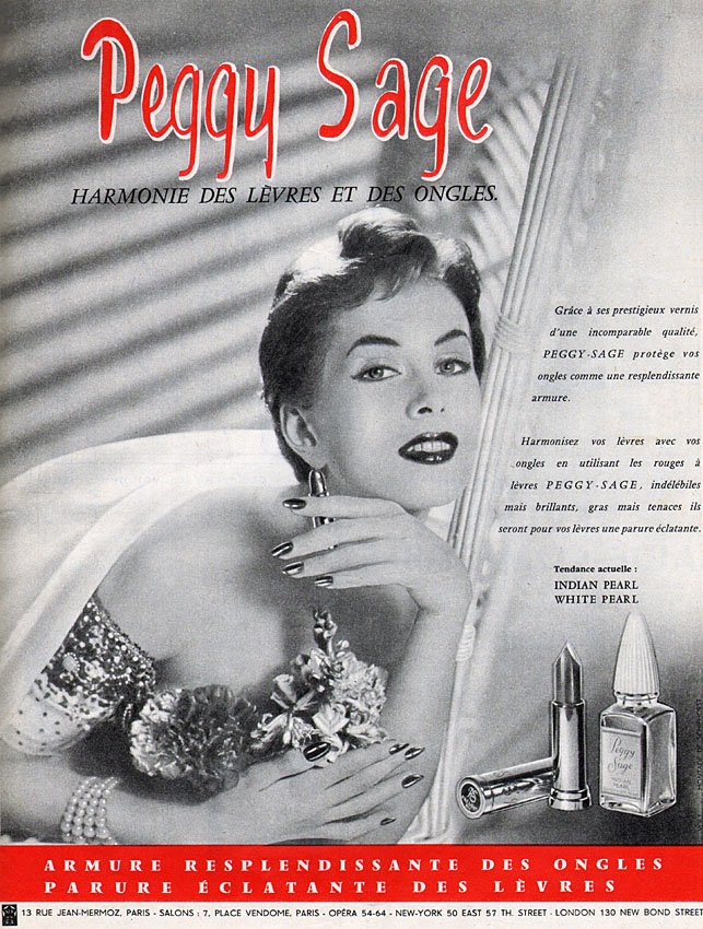 Publicité Peggy Sage 1954