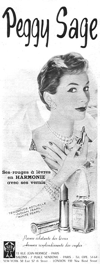 Publicité Peggy Sage 1954