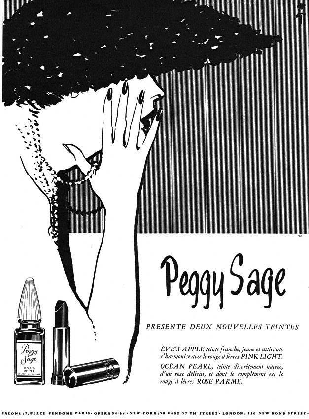 Publicité Peggy Sage 1955