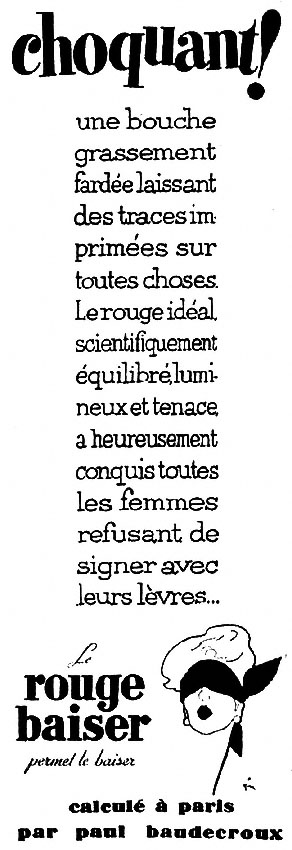 Publicité Rouge baiser 1953