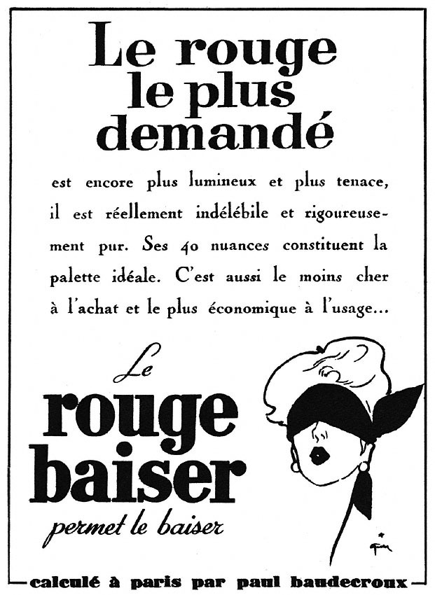 Publicité Rouge baiser 1953