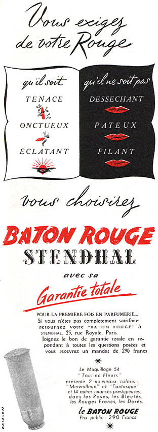 Publicité Stendhal 1954