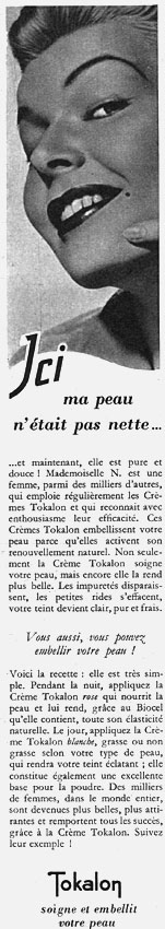 Publicité Tokalon 1955