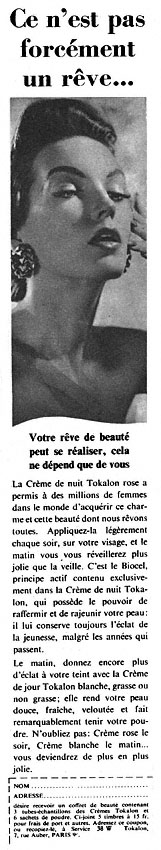 Publicité Tokalon 1956