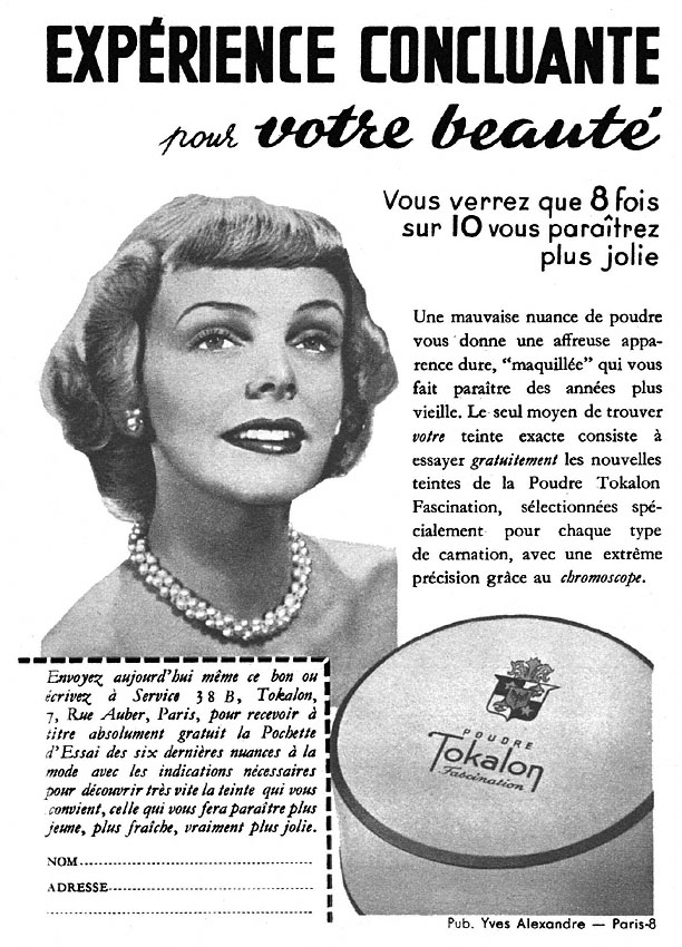 Publicité Tokalon 1950