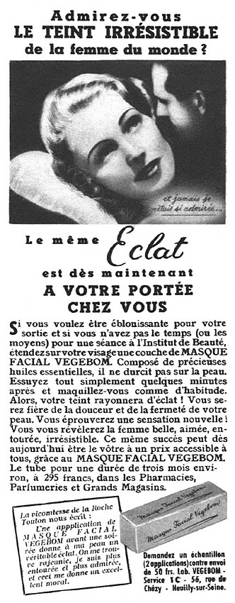 Publicité Vegebom 1950