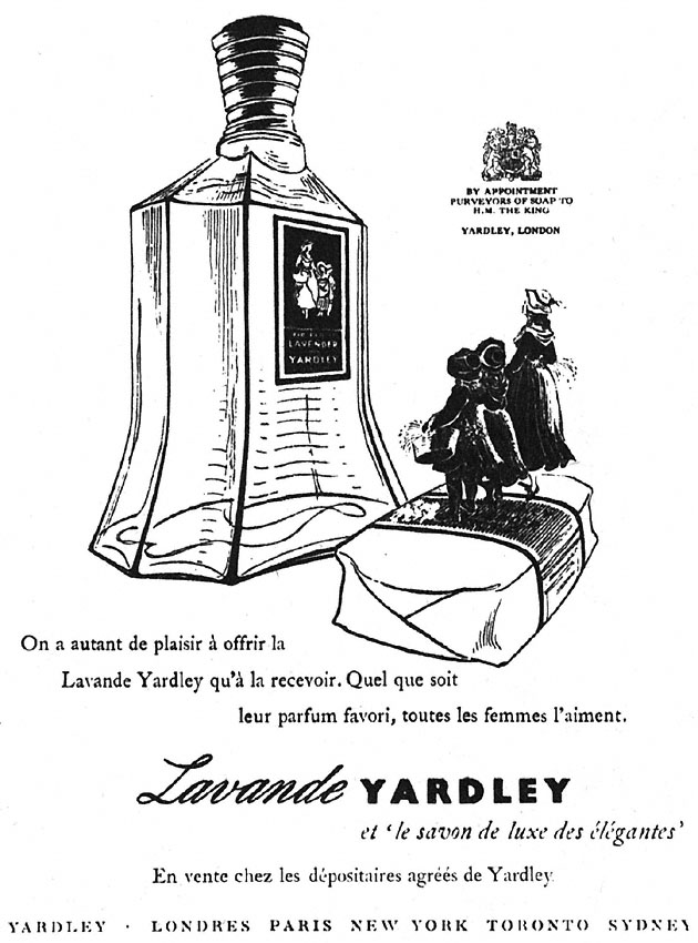Publicité Yardley 1950