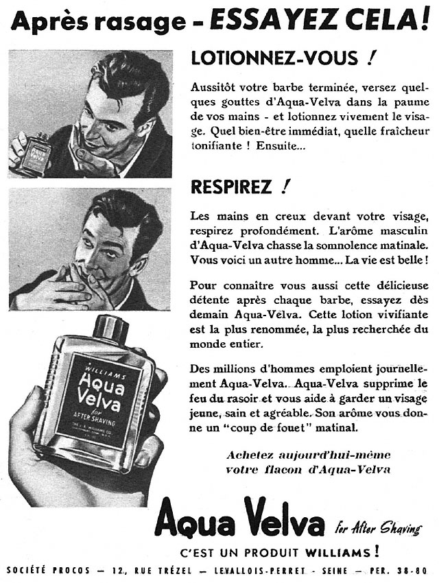 Publicité Aqua Velva 1951