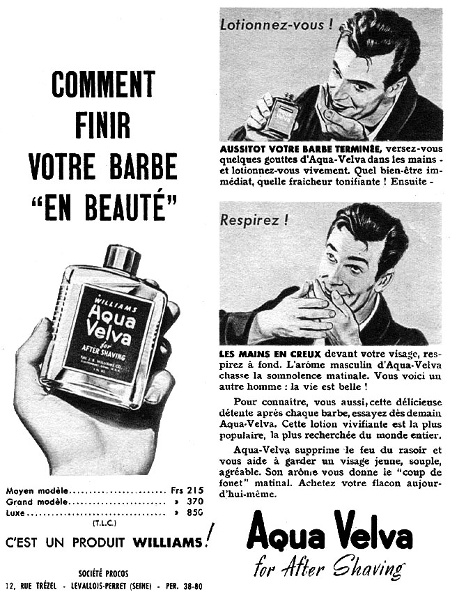 Publicité Aqua Velva 1951