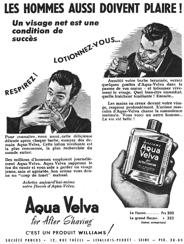 Publicité Aqua Velva 1951