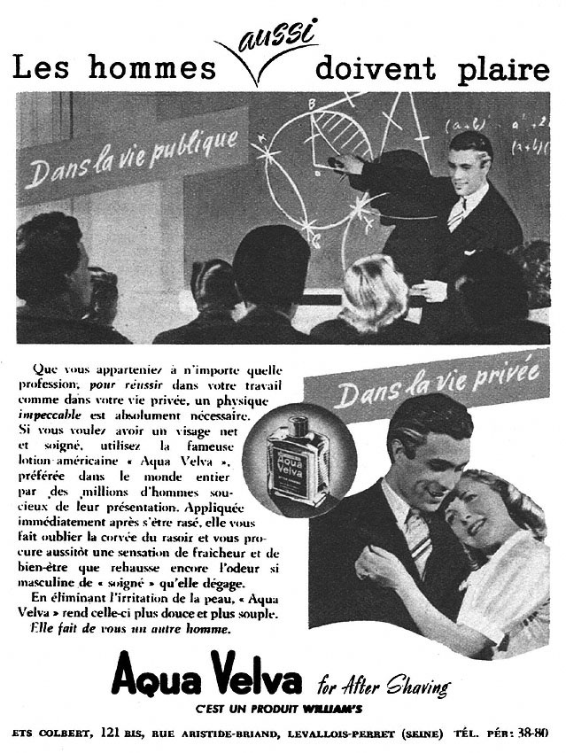 Publicité Aqua Velva 1949