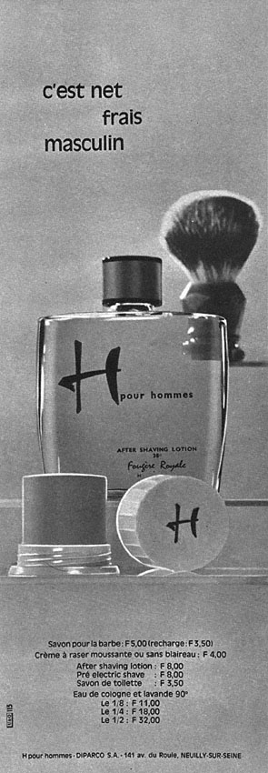 Publicité H pour Hommes 1964