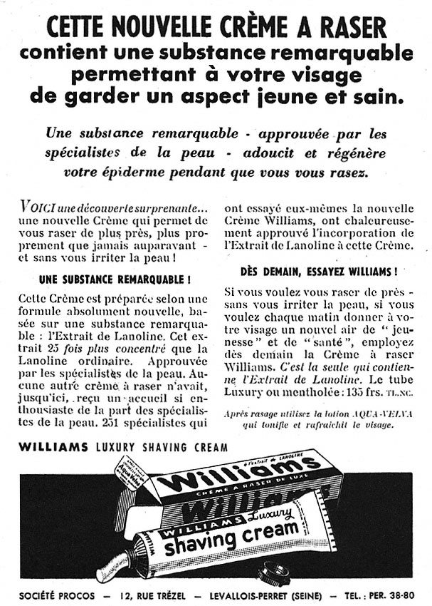 Publicité Williams 1950