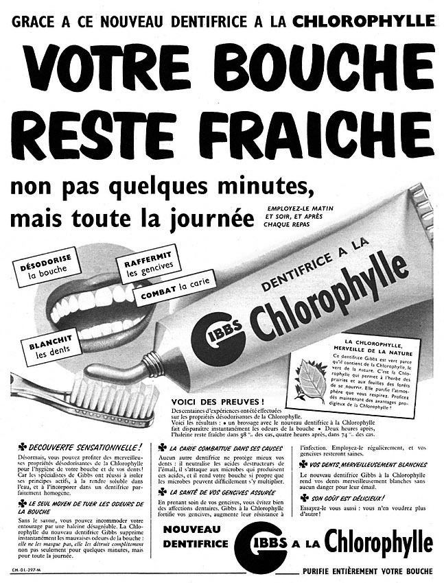 Publicité Gibbs 1952