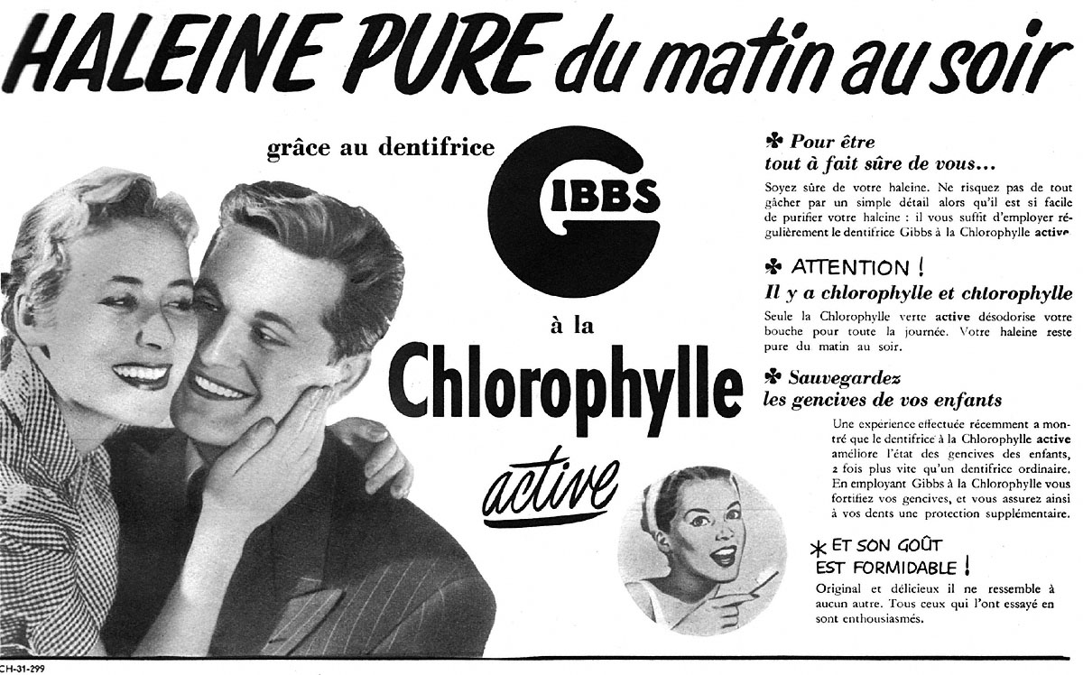 Publicité Gibbs 1953