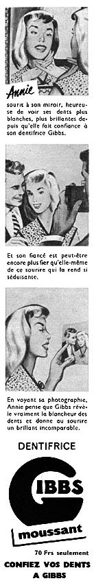 Publicité Gibbs 1955