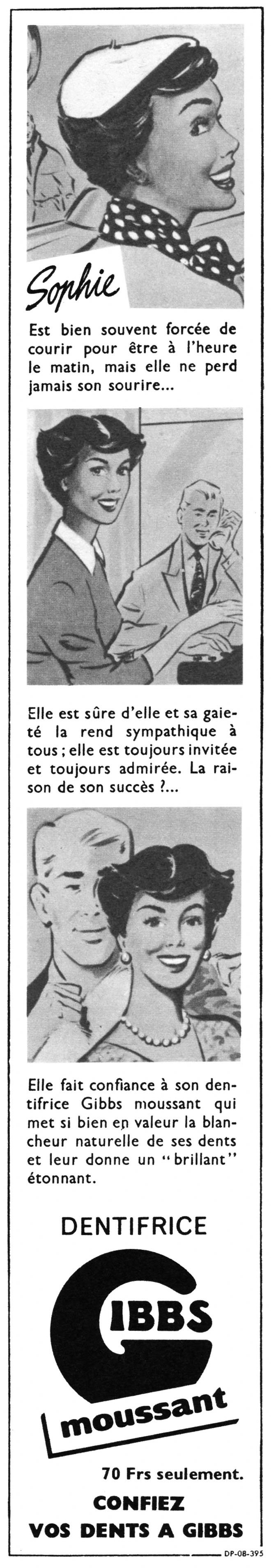 Publicité Gibbs 1955