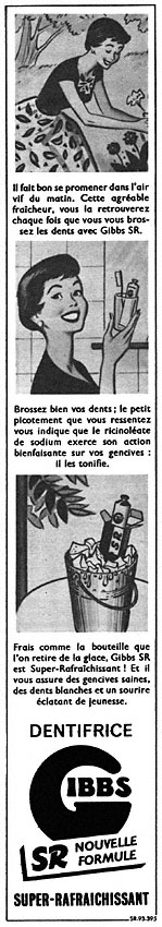 Publicité Gibbs 1955