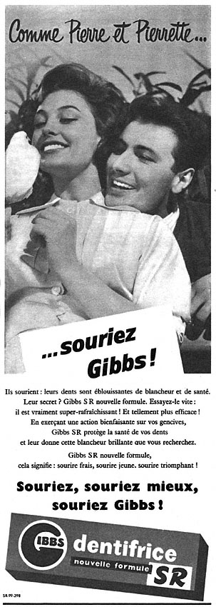 Publicité Gibbs 1956