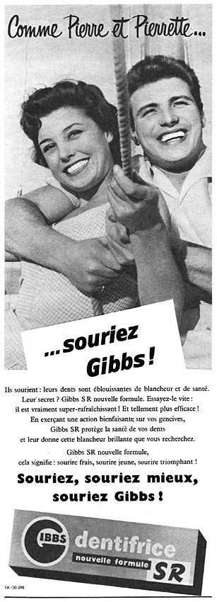 Publicité Gibbs 1956